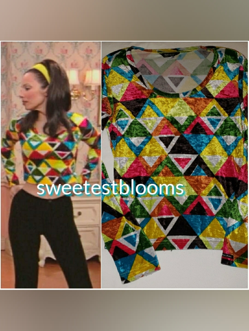 ASO Fran Fine THE NANNY Vintage 90s GUESS Geometric Print Top Size Small